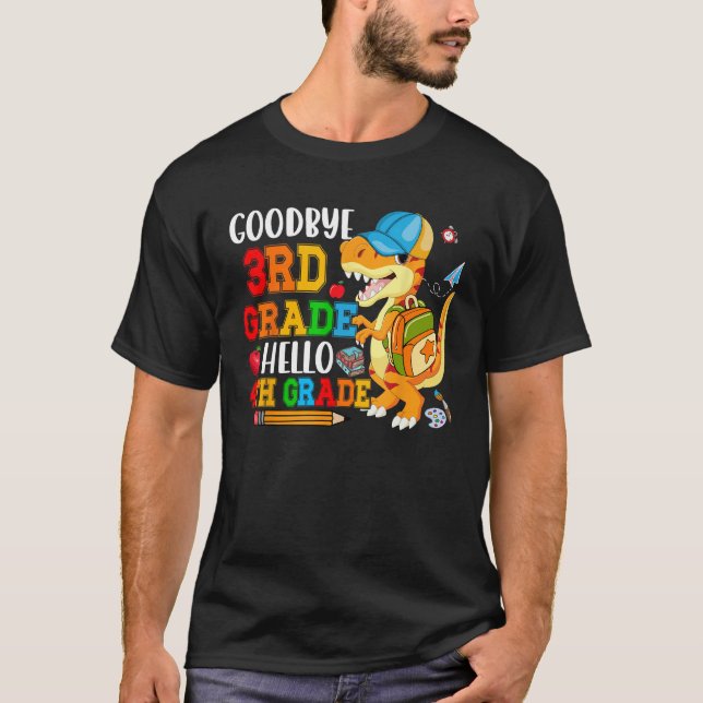 Camiseta Goodbye 3rd Grade Hello 4th Grade Costume Rex Stud (Frente)