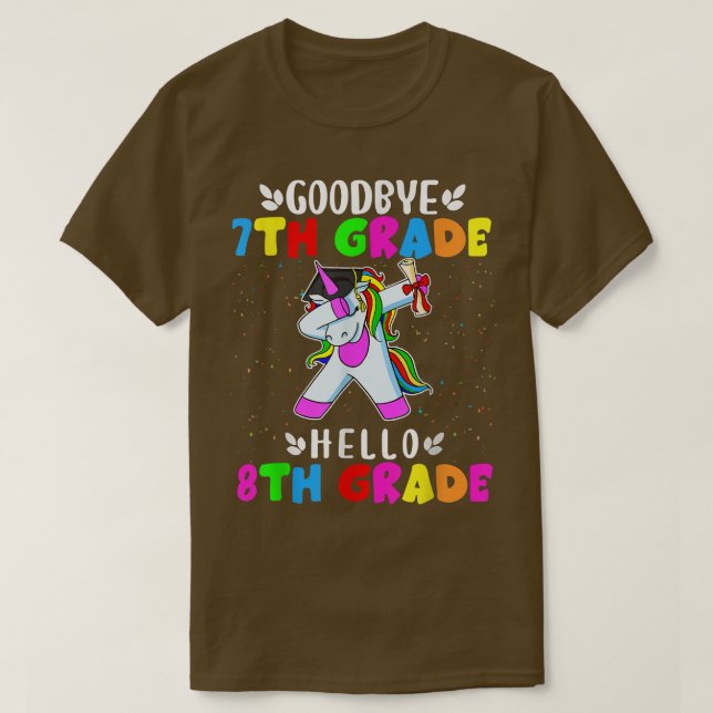 Camiseta Goodbye 7th Grade Hello 8th Grade Unicorn 2022 Gra (Frente do Design)
