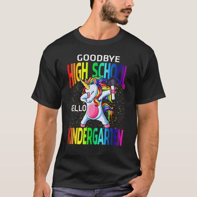 Camiseta Goodbye High School Hello Kindergarten Unicorn Gra (Frente)