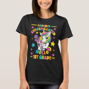 Camiseta Goodbye Kindergarten Olá, Grau 1 rua I Unicorn