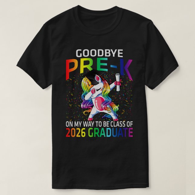 Camiseta Goodbye Pre-K Classe De 2026 Formando Hello 1rua g (Frente do Design)