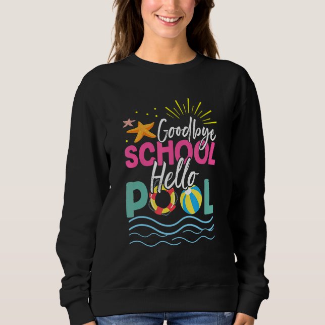 Camiseta Goodbye School Hello Piscina Summer Vacsing Beach (Frente)