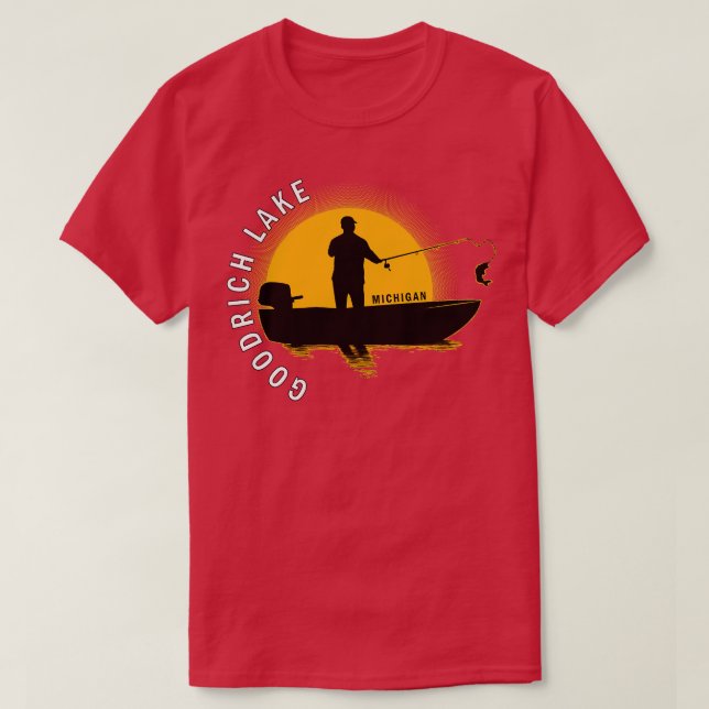 Camiseta Goodrich Lake Fish Michigan Sunrise (Frente do Design)