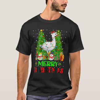 Camiseta Goose Bird Christmas Tree Lights Papais noeis de F
