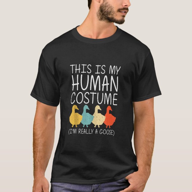 Camiseta Goose Halloween Figurino Humano Waterfowl Animal E (Frente)