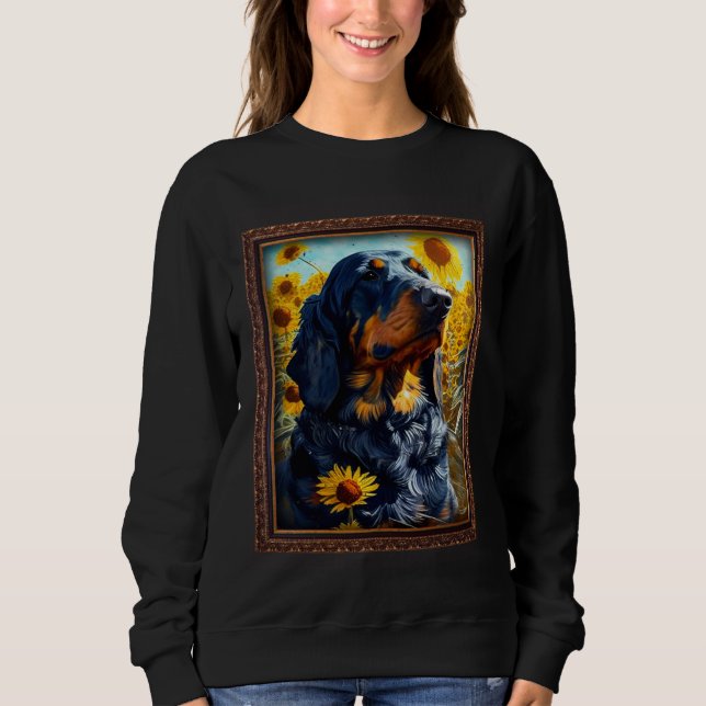 Camiseta Gordon Setter Painting Sunflower Flower Mom Women  (Frente)