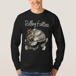 Camiseta Gorduras Rolantes Gato Gato Gordo Engraçado Gato E