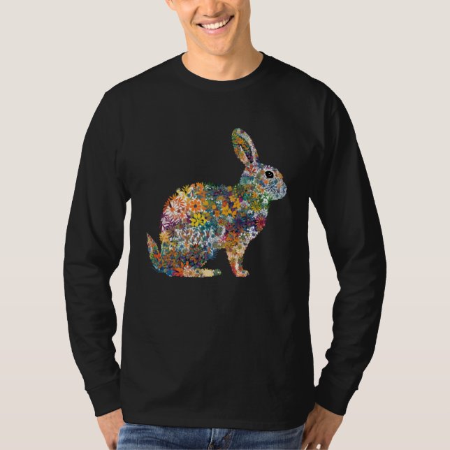 Camiseta Gorgeous Floral Easter Bunny Spring Flower Rabbit  (Frente)