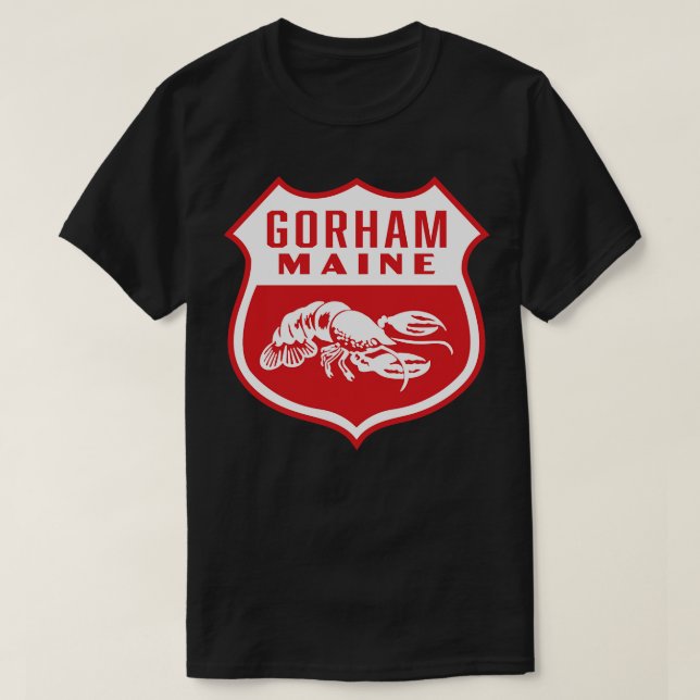 Camiseta Gorham Maine Retro Shield White (Frente do Design)