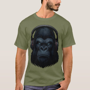 Camiseta Gorila com Fones de Ouvido — Amante de Música Inte