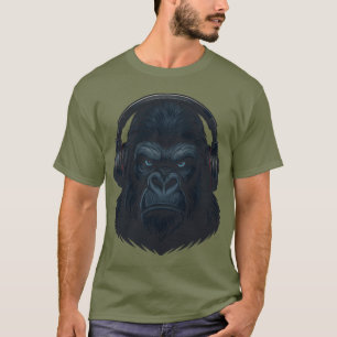 Camiseta Gorila com Fones de Ouvido — Amante Feroz da Músic