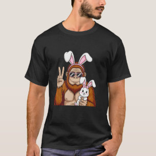 Camiseta Gorila Com Orelhas de Coelho Sinal de Paz Engraçad