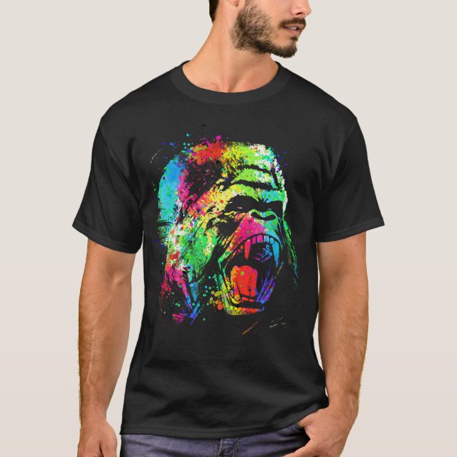 Camiseta Gorila com respingos de cores (Frente)