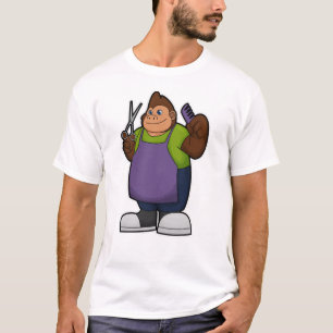 Camiseta Gorila como cabeceira com tesoura e pente