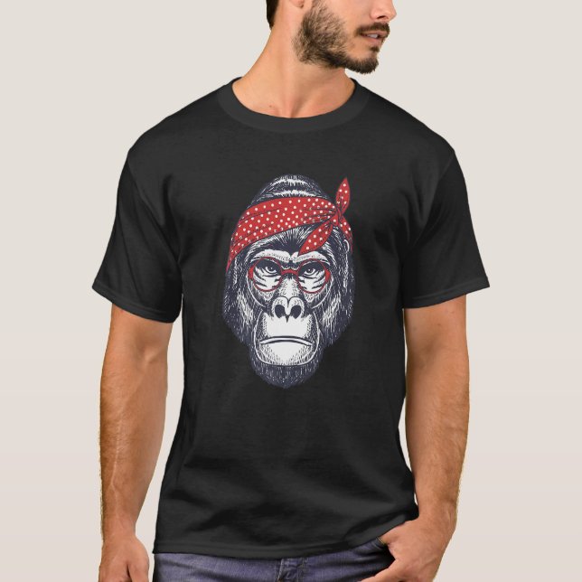 Camiseta Gorila De mamães Com Banda De Cabeça De Bolinhas V (Frente)