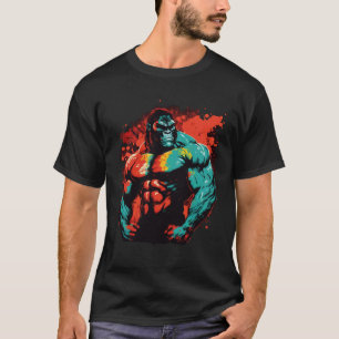 Camiseta Gorila Fera Musculação Músculos Lutador de MMA Aca