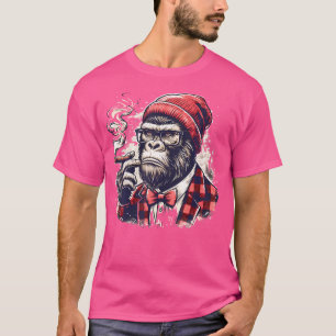 Camiseta Gorila Fumante de Charuto Hipster Macaco para Char