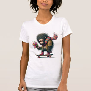 Camiseta Gorila num Skate Humorístico