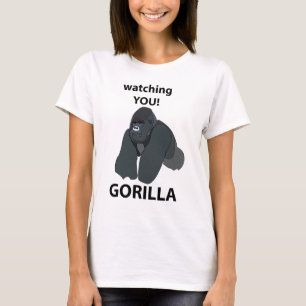 Camiseta Gorila Observando Você Gorila Engraçado