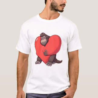 Camiseta Gorila Surpreso com Coração Gigante