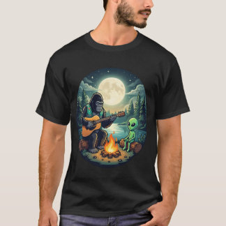 Camiseta Gorila Tocando Guitarra com Alien