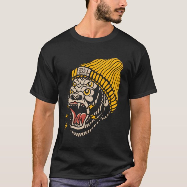 Camiseta Gorilla American Traditional Tattoo Inked Old Scho (Frente)