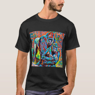 Camiseta Gorilla Ape Family Abstrato animais de arte selvag