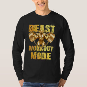 Camiseta Gorilla Beast Workout Mode Dourado Levantamento Pe