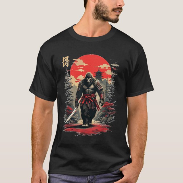 Camiseta Gorilla Bigfoot Fierce Samurai Warrior (Frente)