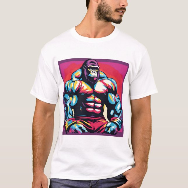 Camiseta Gorilla Bodybuilder Lifter Pop (Frente)