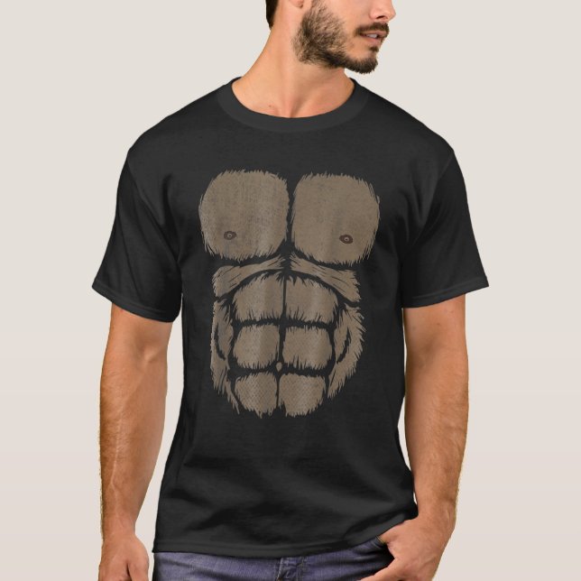 Camiseta Gorilla Chest Muscle Belly Monkey Ape DIY Costume (Frente)
