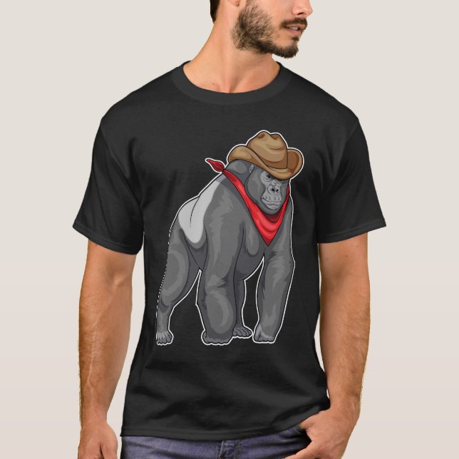 Camiseta Gorilla Cowboy Chapéu (Frente)