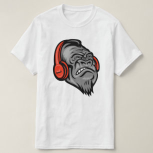 Camiseta Gorilla fones de ouvido O Rosto Grande Da Montanha
