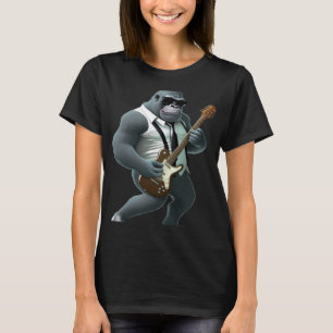 Camiseta Gorilla Jogando Violão Elétrico Macaco Gu