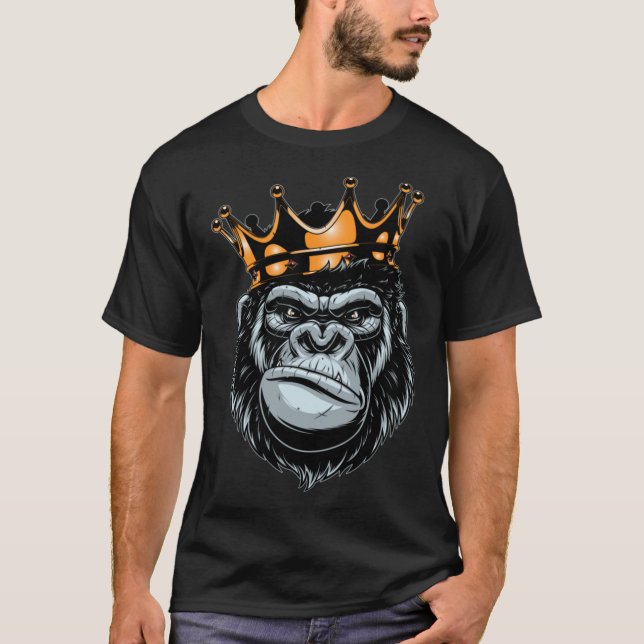 Camiseta Gorilla King - Alpha - Engraçado Ape - Vida Selvag (Frente)