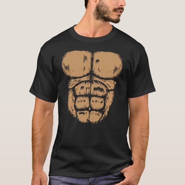 Camiseta Gorilla Monkey Belly Chest Costume DIY Halloween (Frente)