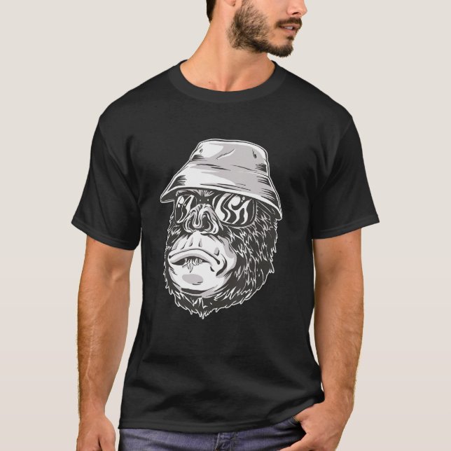 Camiseta Gorilla Monkey Pescador Macaco Gorilla Crianças (Frente)