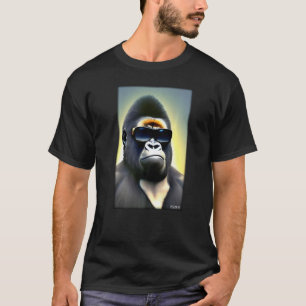 Camiseta Gorilla Monkey Sunglass Zoo Para Animais Selvagens