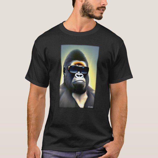 Camiseta Gorilla Monkey Sunglass Zoo Para Animais Selvagens (Frente)