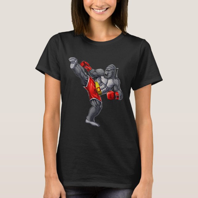 Camiseta Gorilla Muay Thai Boxe Karatê Kickboxing Artes Mar (Frente)