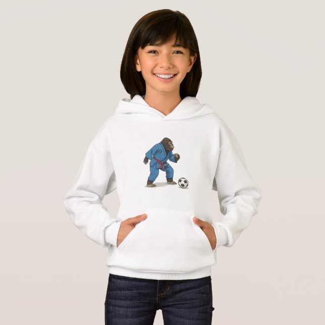 Camiseta Gorilla playing soccer in karate kimono (Frente Completa)