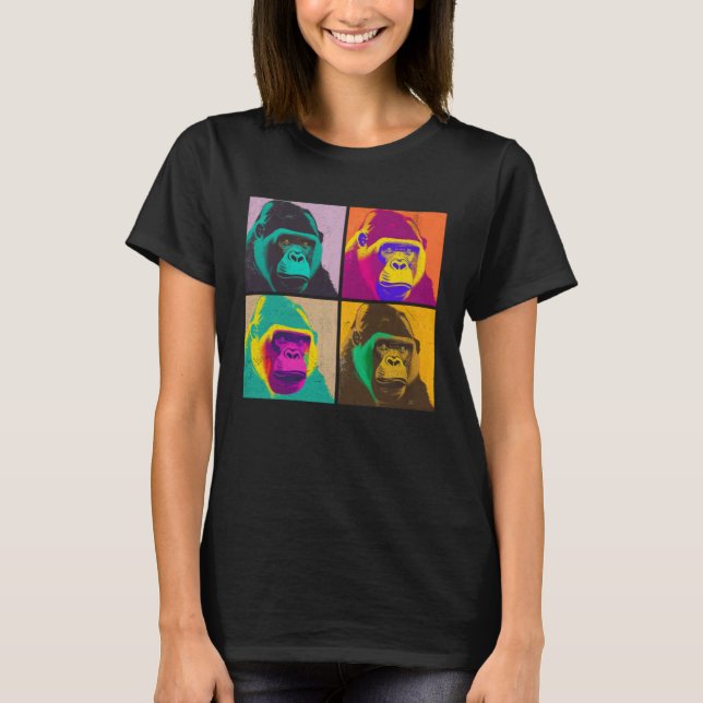 Camiseta Gorilla Pop Illustration Colorful Animal Women (Frente)