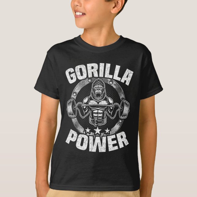 Camiseta Gorilla Power Bodybuilding Weightlifting Workout  (Frente)