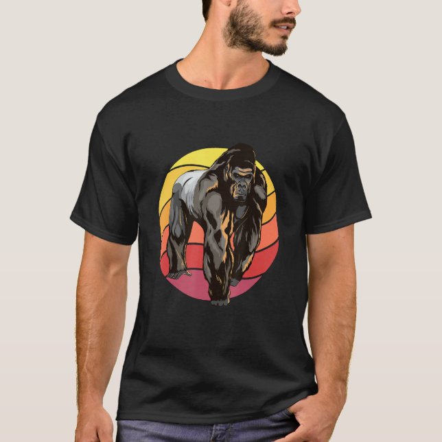 Camiseta Gorilla Retro Sunset Apes Gorillas (Frente)