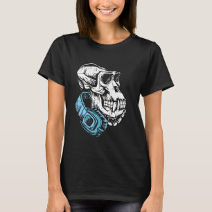 Camiseta Gorilla Skull Headphone Halloween Bones Men Mulher