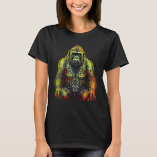 Camiseta Gorilla Trabalho de arte Colorous Animal Art Zoo G