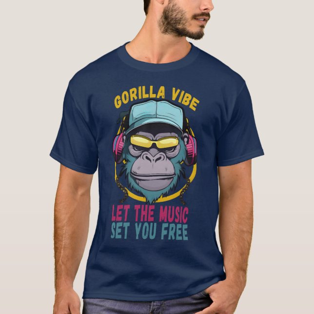 Camiseta gorilla vibe deixa a música te libertar (Frente)