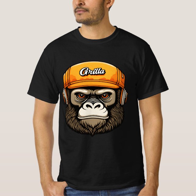 Camiseta Gorilla wearing headphones fun (Frente)