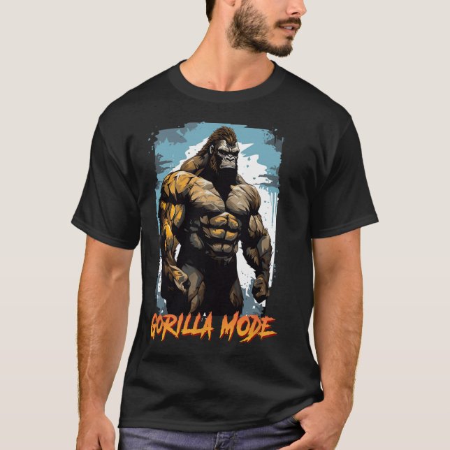 Camiseta Gorilla Workout Tees Gorilla Mode Gym And Bodybuil (Frente)