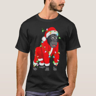 Camiseta Gorilla Xmas Lighting Papais noeis Gorilla Christm